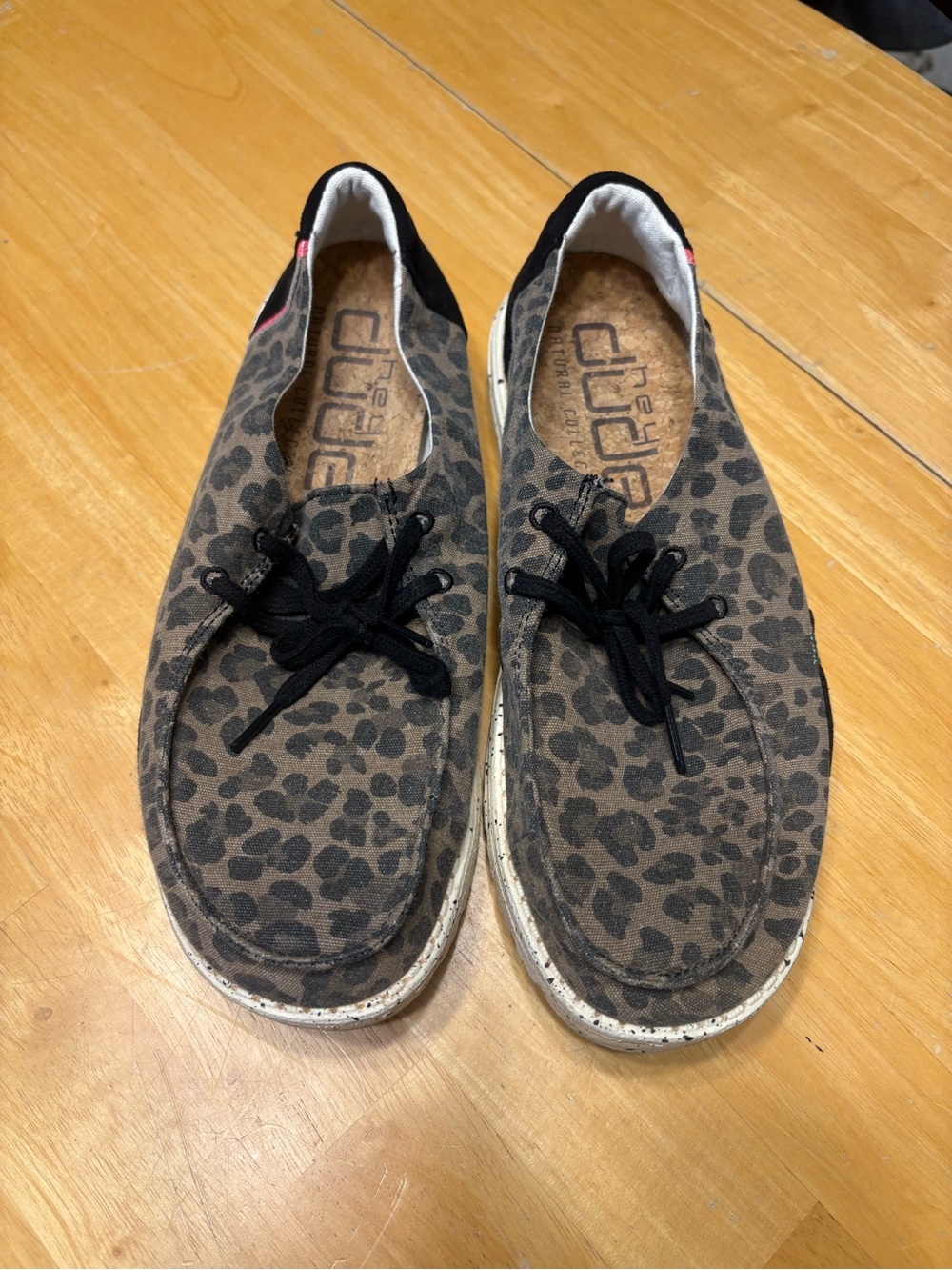 Hey Dude Leopard Canvas Wendy Shoes - Tan/Black